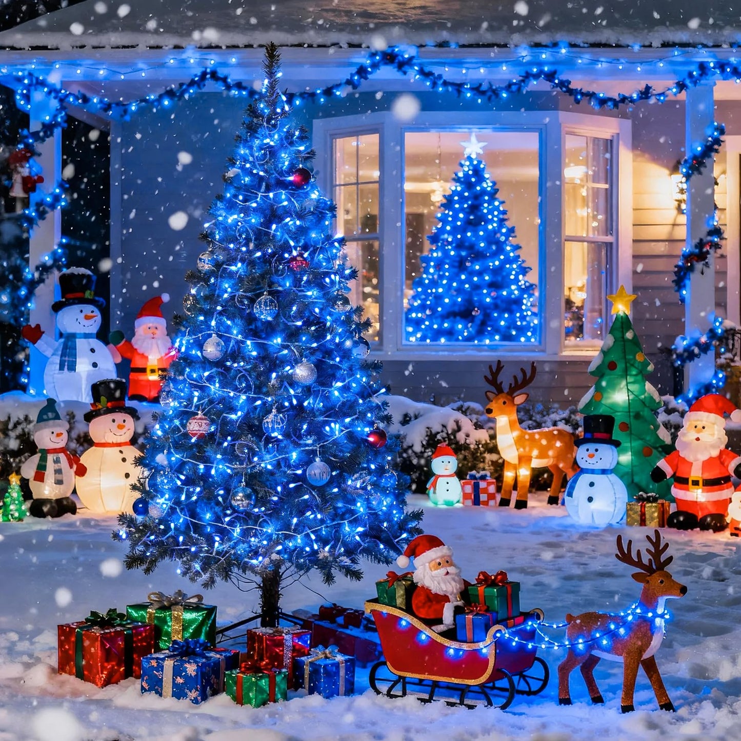 JMEXSUSS Connectable 100 LED Blue Christmas Lights Clear Wire, 8 Modes Blue Christmas Tree Lights Indoor Outdoor Plug in, 33ft Fairy String Lights for Christmas Tree, Xmas, Party, Garden