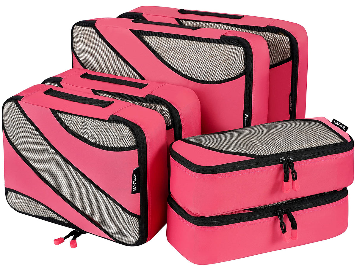 BAGAIL 6 Set Packing Cubes,Travel Luggage Packing Organizers(6Set Coral)