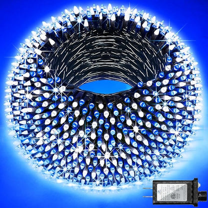 1500 LED 470FT Christmas Lights Outdoor,12 Lighting Modes Christmas String Lights with Timer, Dimmable Blue Cool White LED StringLights Waterproof for Yard Wedding Party Holiday Decor Blue&CoolWhite