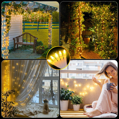 2 Pack Total 200FT 600 LED Christmas String Lights, Warm White Fairy Tree Lights Connectable, 8 Modes & Timer Indoor Outdoor String Lights for Bedroom Tree Yard Door Wedding Xmas Classroom Decor