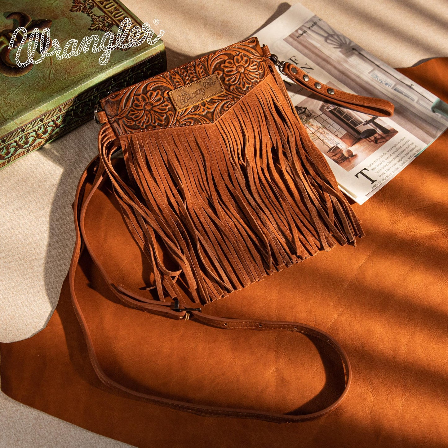 Wrangler Clutch Wristlet Fringe Purse Western Crossbody Bags for Women WG63-181BR