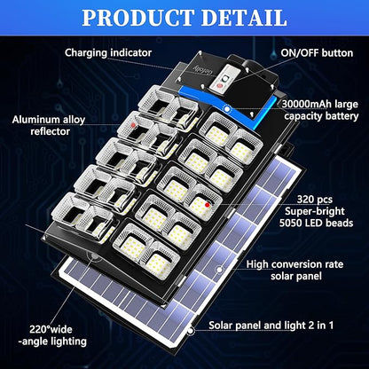 Gefolly SL-5200W Solar Street Lights Outdoor, 520000LM Commercial Parking Lot Light, 6500K Dusk to Dawn IP67 Security Flood Lights Motion Sensor Led Lamp for Basketball Court, Road, Yard
