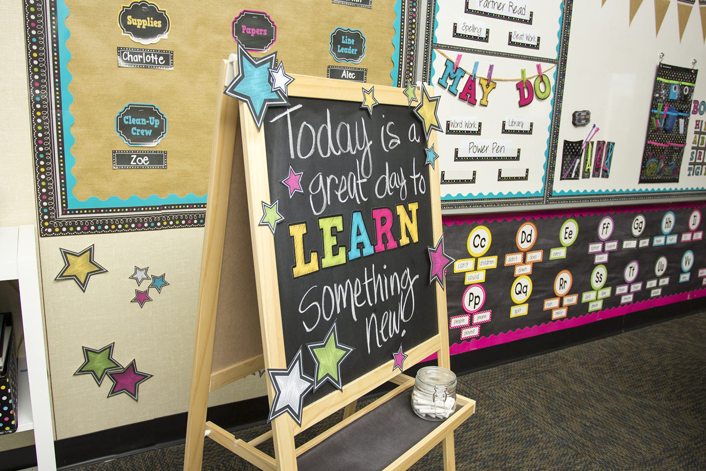 Teacher Created Resources Chalkboard Brights Stars Accents (TCR3550)