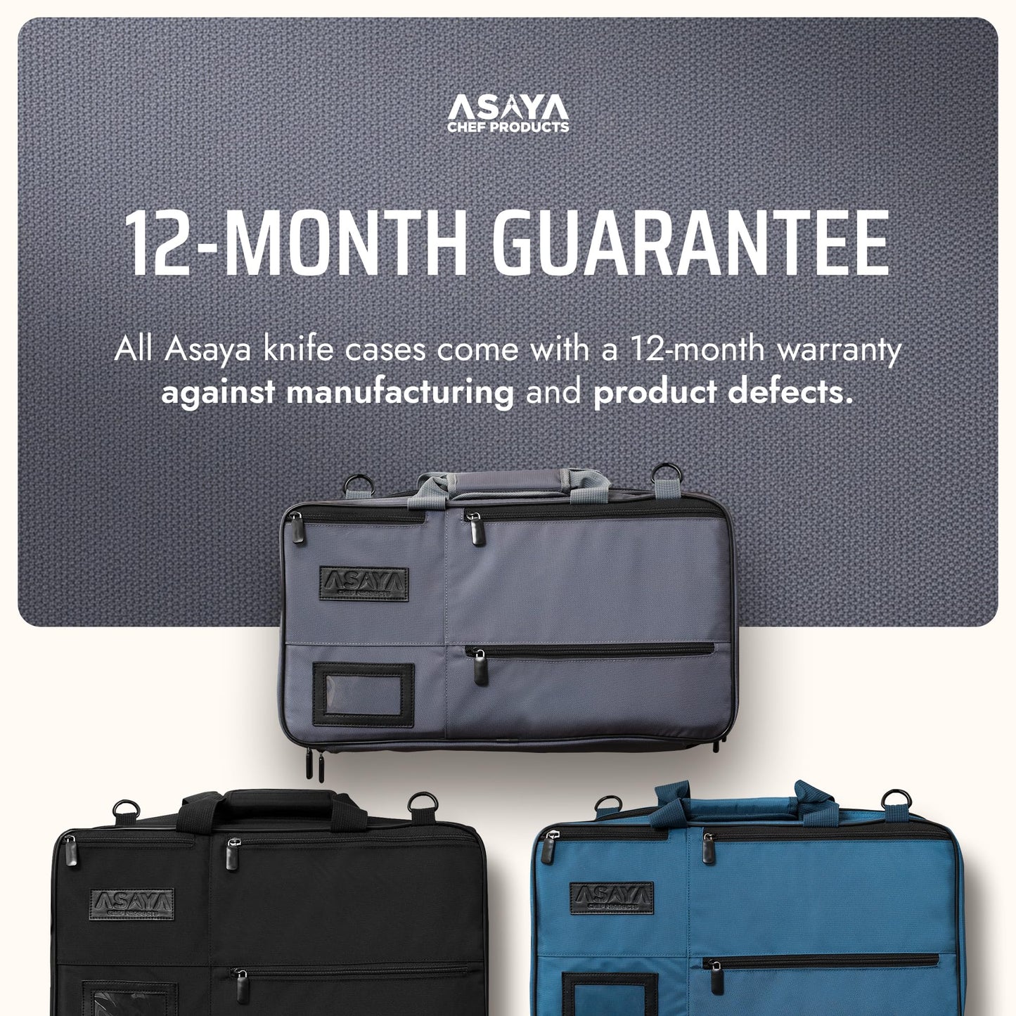 Asaya Chef Knife Bag - 28-Pocket Knives Carrying Case for Kitchen Tools and Utensils, Ballistic Nylon Chef Knife Roll Bag with Adjustable Shoulder Strap - Knives Not Included (Grey)