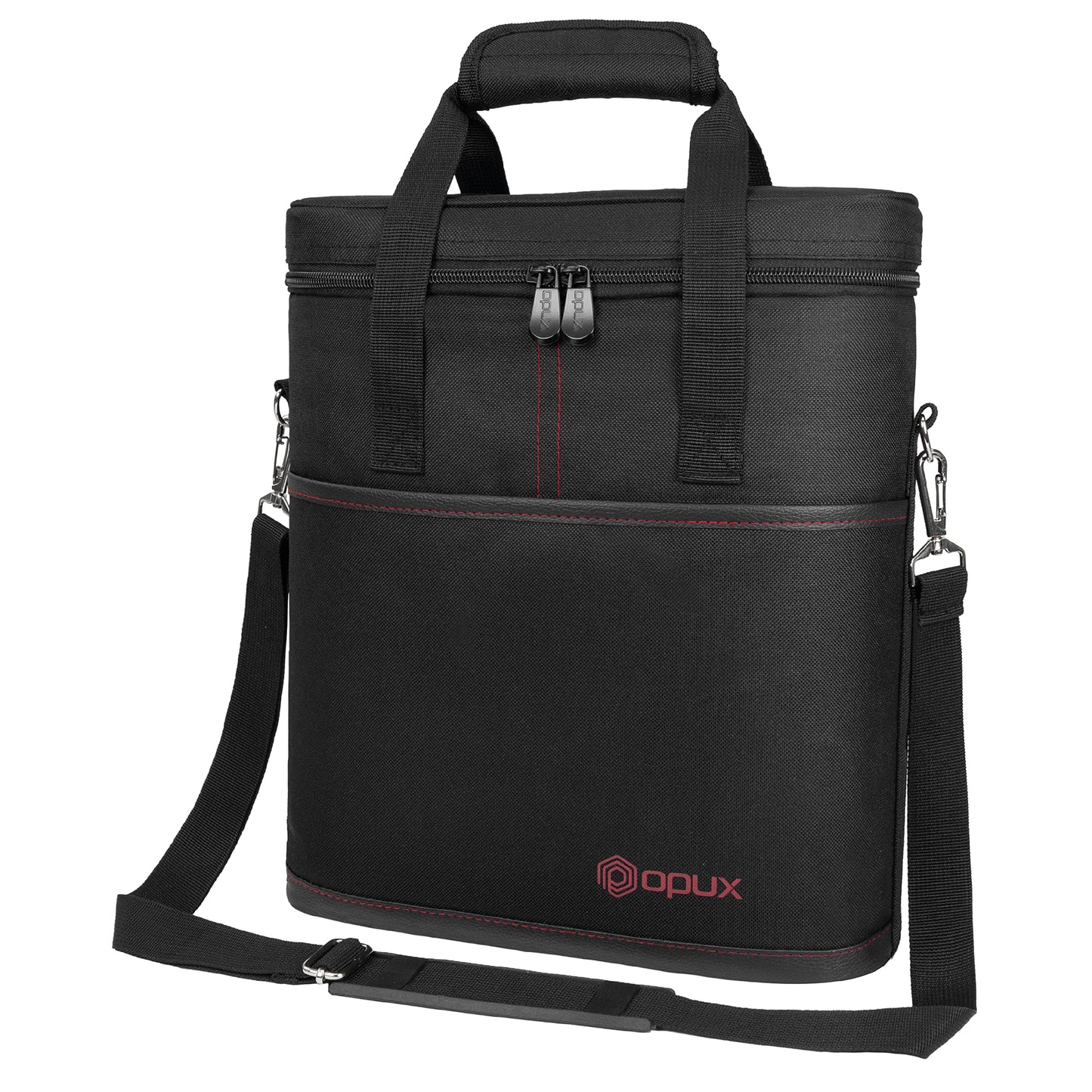 opux 3 Bottle Wine Carrier Tote, Insulated Leakproof Wine Cooler Bag, Wine Travel Bag Tote for Picnic BYOB Beach, Portable Wine Bottle Carrying Case, Gift for Wine Lover Women Men Christmas, Black