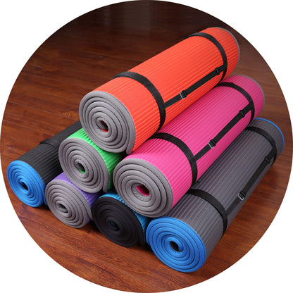 Fitvids All-Purpose 2/5-Inch (10mm) Extra Thick High Density Anti-Slip Exercise Pilates Yoga Mat with Carrying Strap, Blue