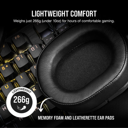Corsair HS55 Wireless Multiplatform Lightweight Gaming Headset with Bluetooth - Dolby 7.1 Surround Sound - iCUE Compatible - PC, PS5, PS4, Nintendo Switch, Mobile - Black