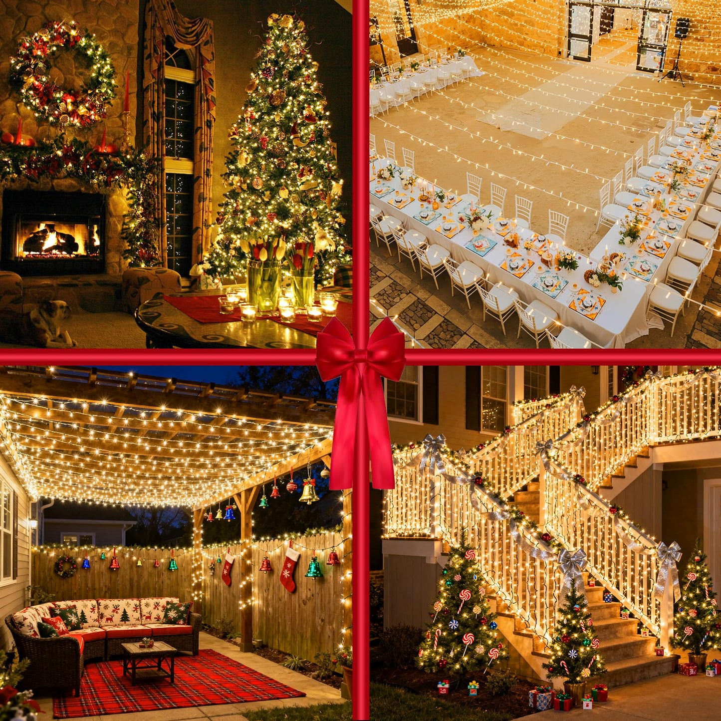 300 LED Christmas Tree Lights, Connectable Christmas Lights Indoor with Timer Memory & Dimmable & 12 Modes, 75FT Decoration Fairy String Lights for Outside Bedroom Home Patio Tree, Warm White