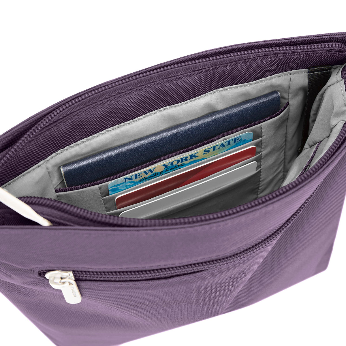 Travelon Anti-theft Classic Mini Shoulder Bag Sling Tote, Purple