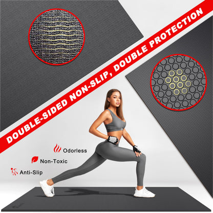 Cheete Extra Large Exercise Mat 6'x4'/7'x5'/6'x8'/6'x9'/6'x10'/6'x12'（7mm）, Gym Flooring for Home Gym,Thick Exercise Mats for Home Workout,Non-Slip,Extra Durable,High-Density Gym Mats for Jump Rope,Cardio
