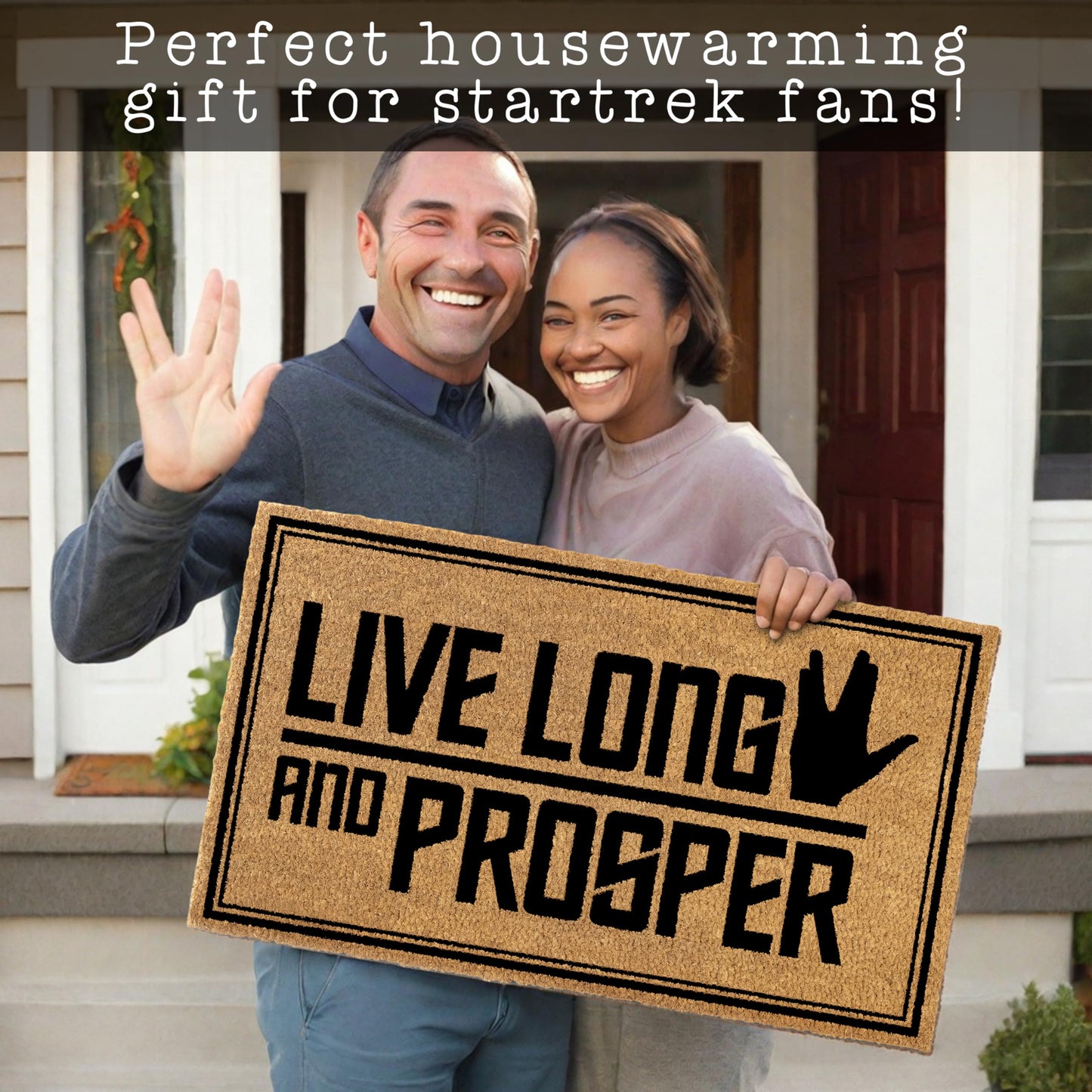 MAINEVENT Live Long and Prosper Door Mat 30x17 Inch, Star Fans Outdoor Decor for Covered Porch Patio, Nerd Welcome Mat, Geeky Home Decor