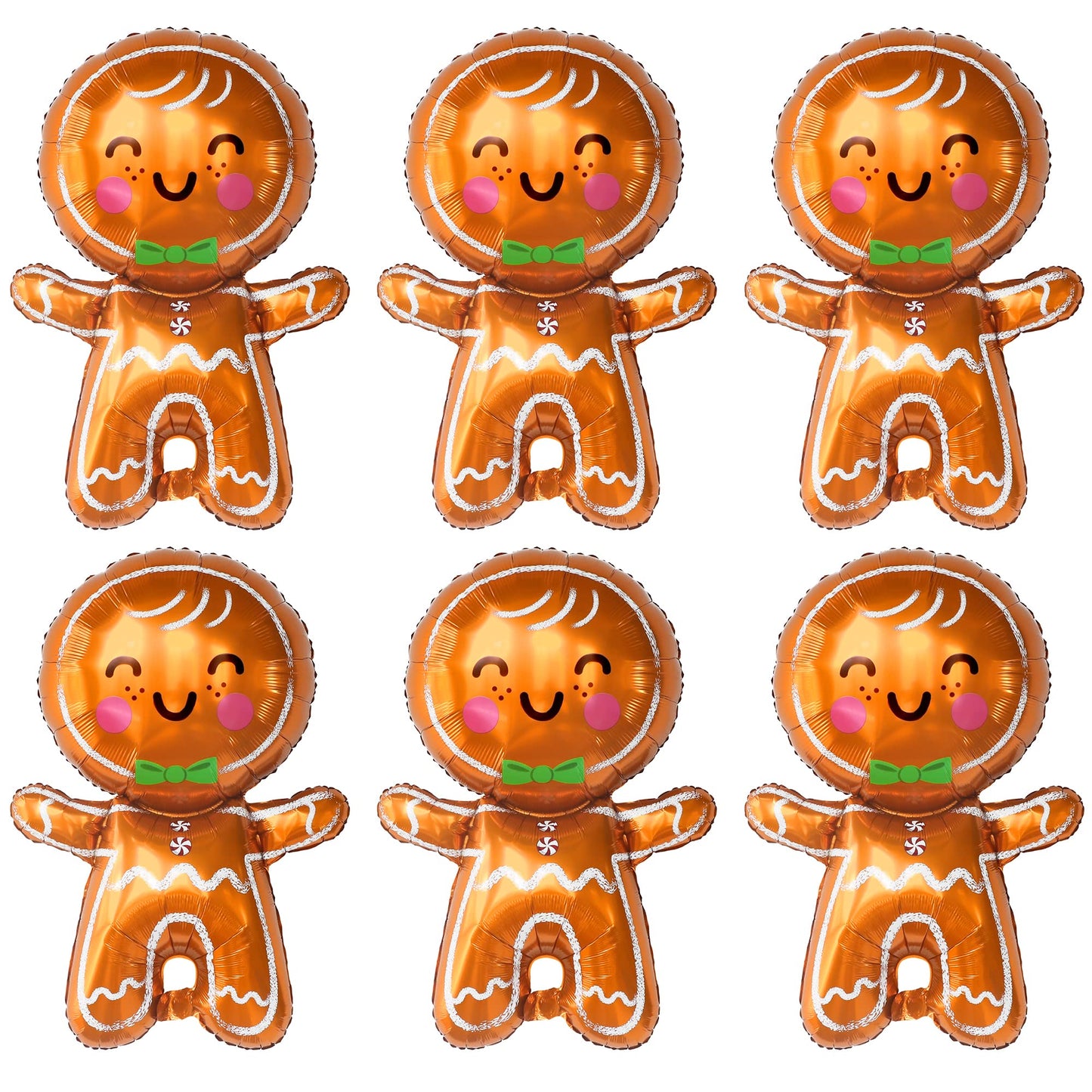 KatchOn, Big Merry Christmas Gingerbread Balloons - Pack of 6 | Gingerbread Man Balloon for Christmas Decorations | Foil Balloons for Xmas Decorations Indoor | Xmas Party Decor