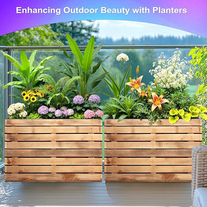 Tall Metal Planter, 9" W×25.6" H Large Rectangular Planter Box for Outdoor or Indoor, All-Weather Durable Plant Box with Drainage Holes & Removable Shelf for Patio, Porch, Garden, Trees, Flowers