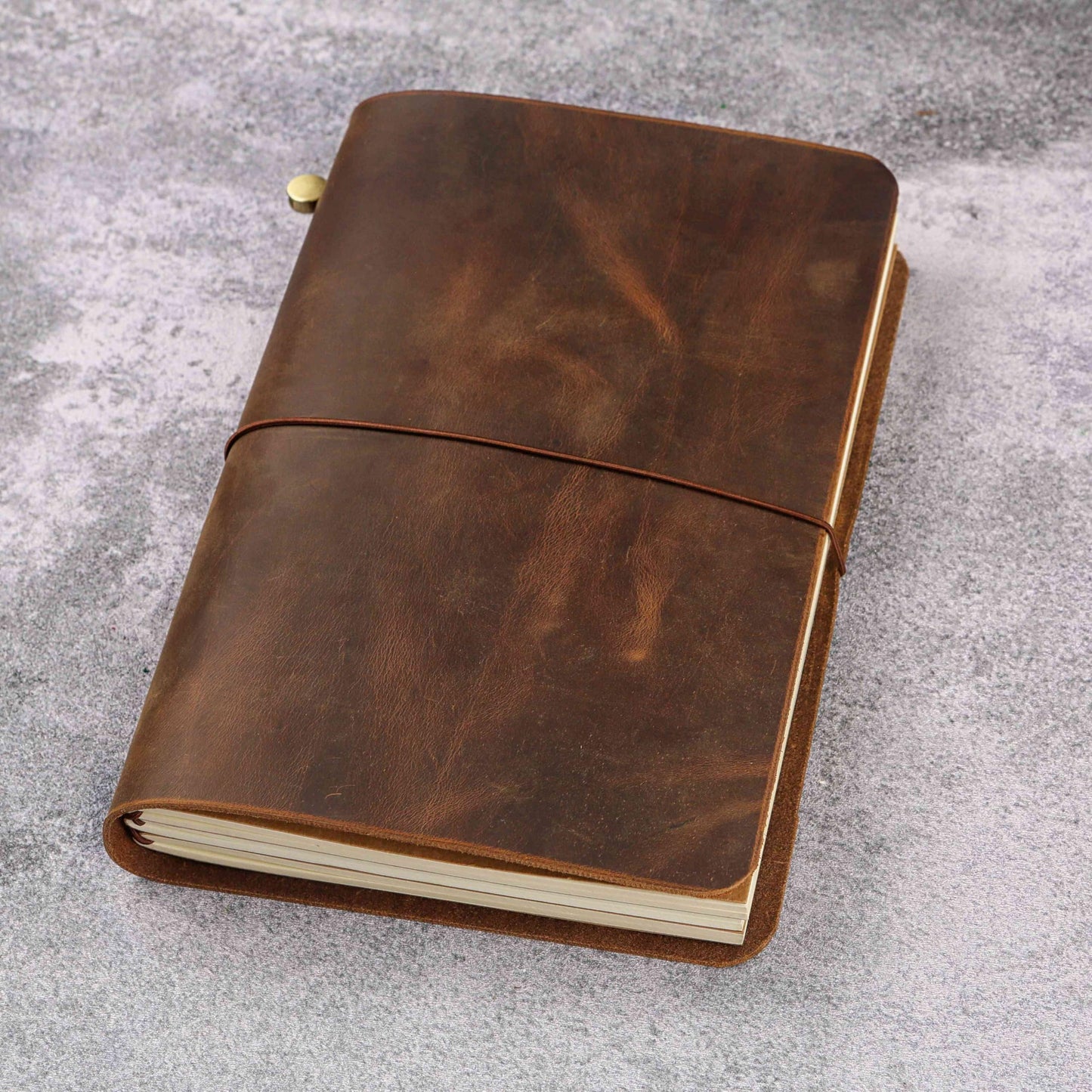 Leather A5 Travelers Notebook Cover with Inner Pockets and Card Slots and Pen Holder (Inches, A5-8.3 x 5.8)