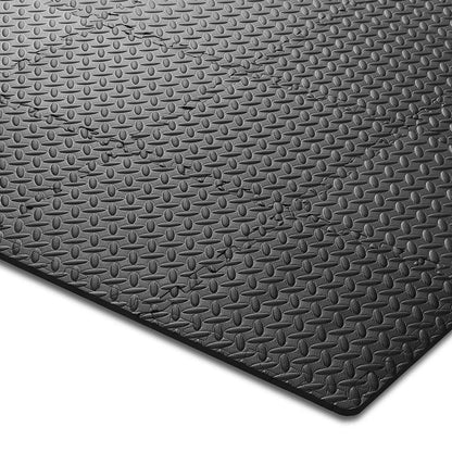 Philosophy Gym Pack of 36 Exercise Flooring Mats - 12 x 12 Inch Foam Rubber Interlocking Puzzle Floor Tiles - Black