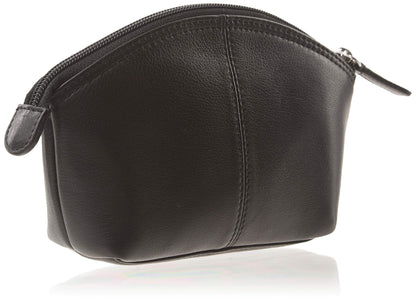 ili New York Genuine Leather Cosmetic Pouch – RFID Blocking, Leather Makeup Bag for Purse with Top Zip Closure & Interior Zip Pocket, Perfect as a Compact and Stylish Travel Cosmetic Bag