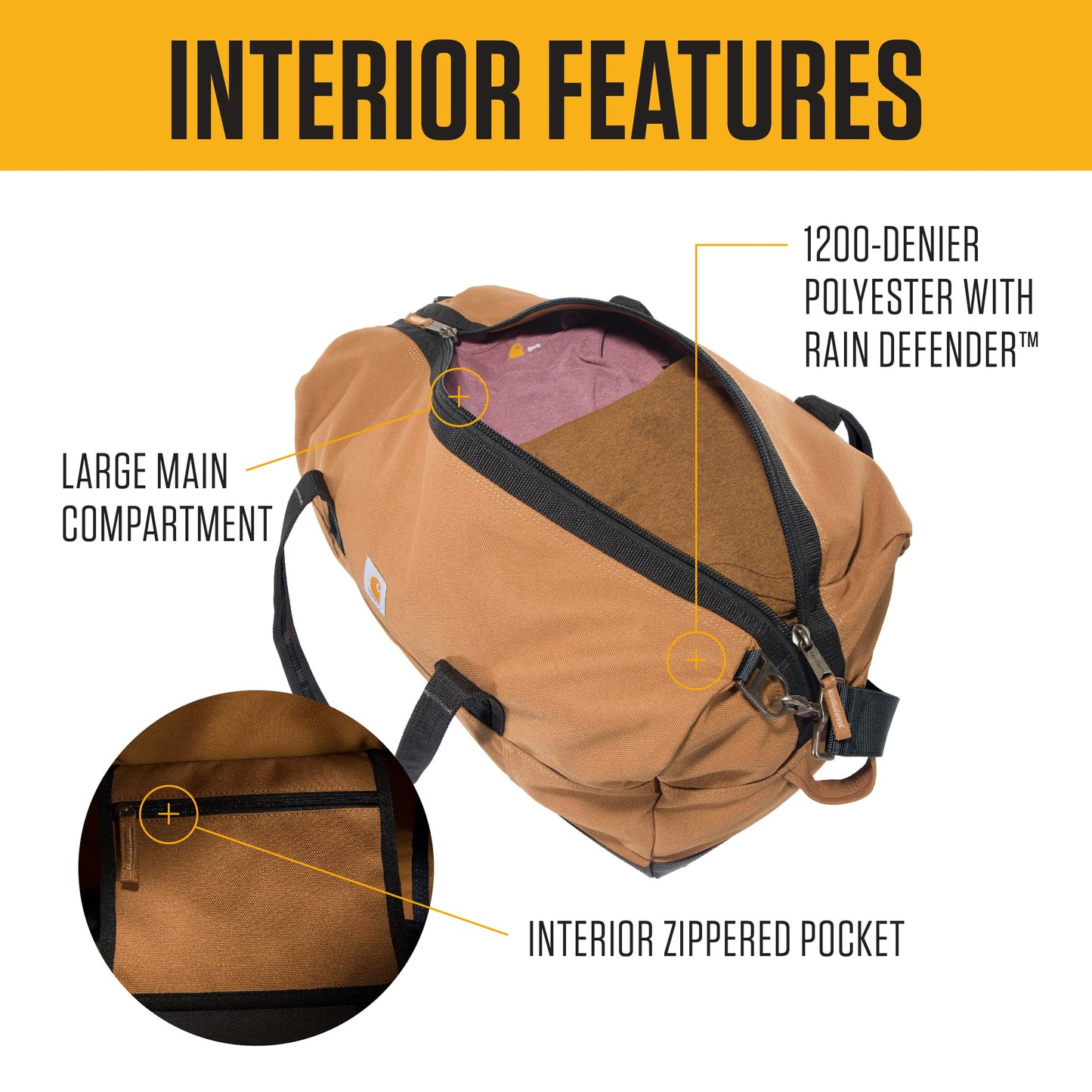 Carhartt Classic Duffels, Heavy-Duty Bag for Jobsite, Gym, & Travel, 55L, Carhartt Brown