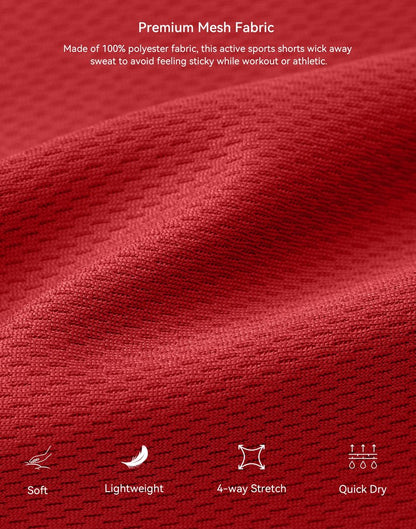 Men's Athletic Shorts with Pockets 9" / 11" Long Basketball Shorts Lightweight Quick Dry Gym Workout Shorts for Men(Red,XL)