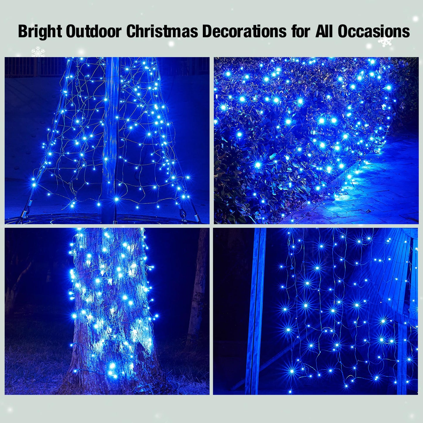 Sylampow Led Blue Christmas Net Lights Outdoor Christmas Bushes Lights 120Led 6ftx5ft, Connectable Outdoor Indoor Mesh Net Lighting for Xmas Holiday, Garden, Lawn, Shrubs, Trees, Bushes Decorations