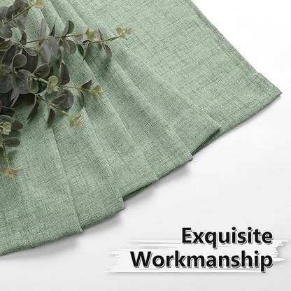 Tollpiz Short Linen Curtains Living Room Rod Pocket Semi Sheer Curtain Burlap Light Filtering Thick Linen Drapes for Bedroom, 54 x 54 inches Long, Sage Green, Set of 2 Panels