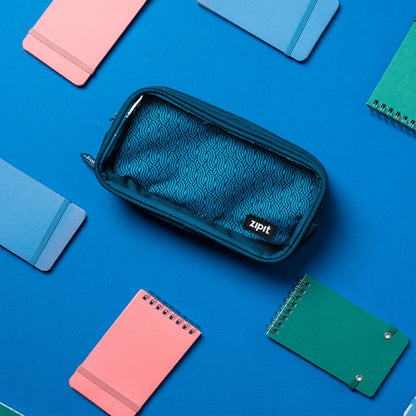ZIPIT Half & Half Pencil Case | Large Capacity Pencil Pouch | Pencil Bag for School, College and Office (Teal)