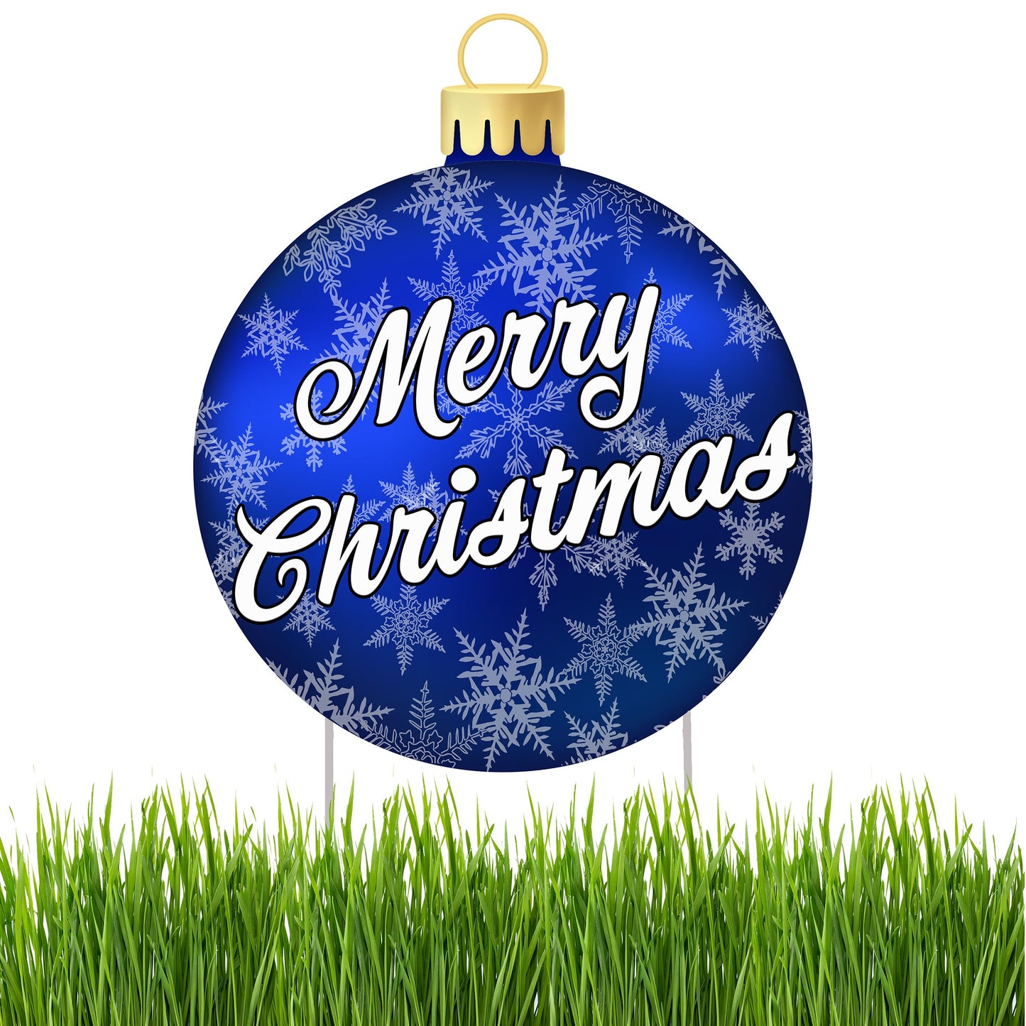 Rogue River Tactical Merry Christmas Classic Yard Sign Home Decor Lawn Decoration With Stakes, Blue Ornament