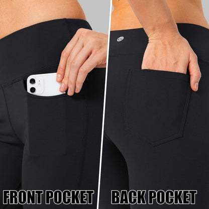 Women's High Waist Yoga Pants - Flare Leggings with Pockets | Bootcut Casual Work Trousers