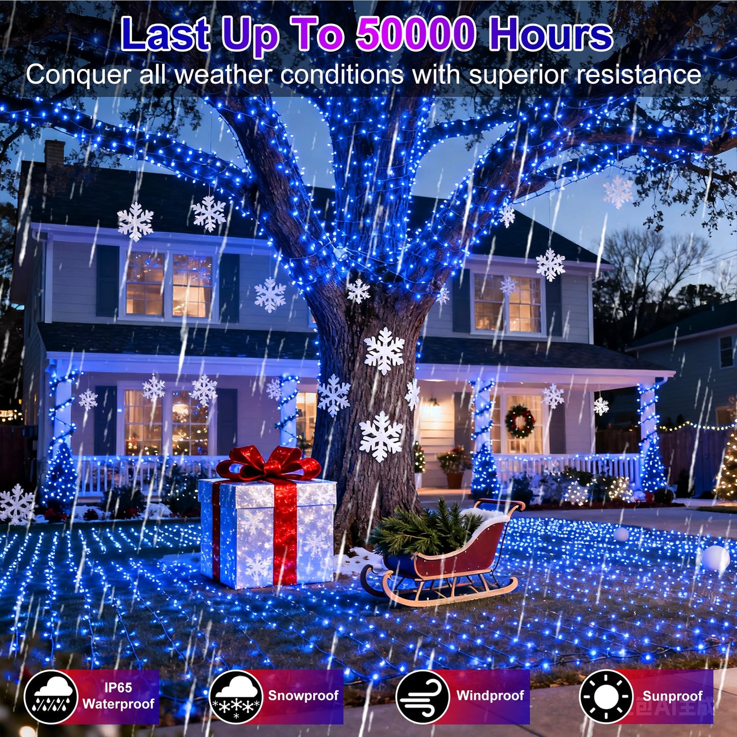 750 LED 240FT Christmas String Lights Outdoor, 12 Pro Modes and Timer Memory & Brightness, Plug in Outdoor Waterproof Clear Wire Twinkle Light for for Xmas Yard Tree Wedding Party Decor (Blue)