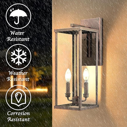 Bestshared Outdoor Wall Sconce Light, 20 Inch Tall Exterior Wall Lighting Fixture with Clear Glass, Anti-Rust Outside Porch Lighting Lamp for House Front Doorway Patio (Rust, 20"-1 Pack)