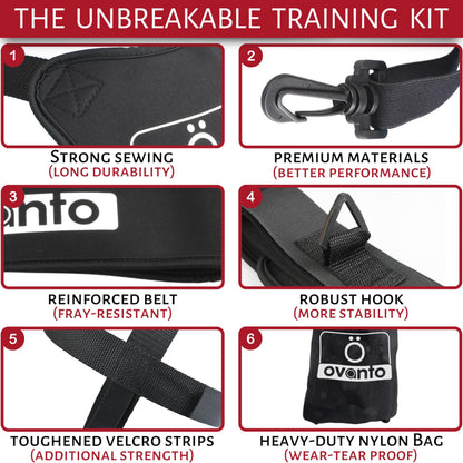 OVANTO Volleyball Training Equipment Aid – Adjustable Practice Volleyball Kit with Ultra-Stretch Neoprene, Exclusive Nylon Bag & Premium Content with Free ebooks, Best Gift for Beginners & Experts