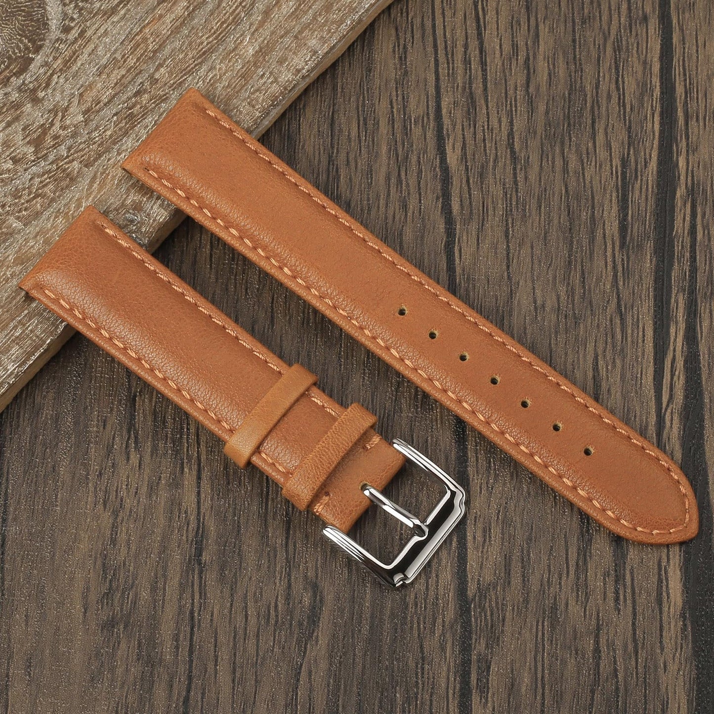 Berfine 18mm 20mm 22mm Calf Leather Watch Band, Extra Soft Watch Strap for Men Women (18mm, Brown)