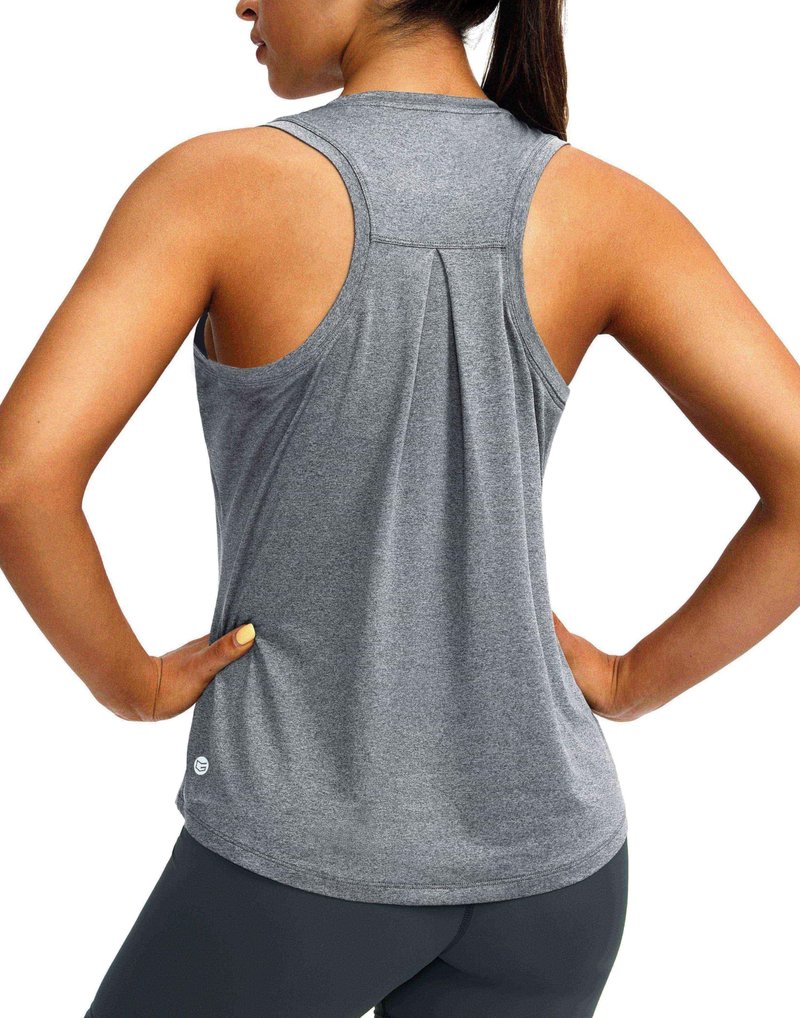 Women's Workout Tops Racerback Athletic Tank Tops Sleeveless Loose Fit Yoga Running Gym Shirts for Women(Heather Grey,XL)