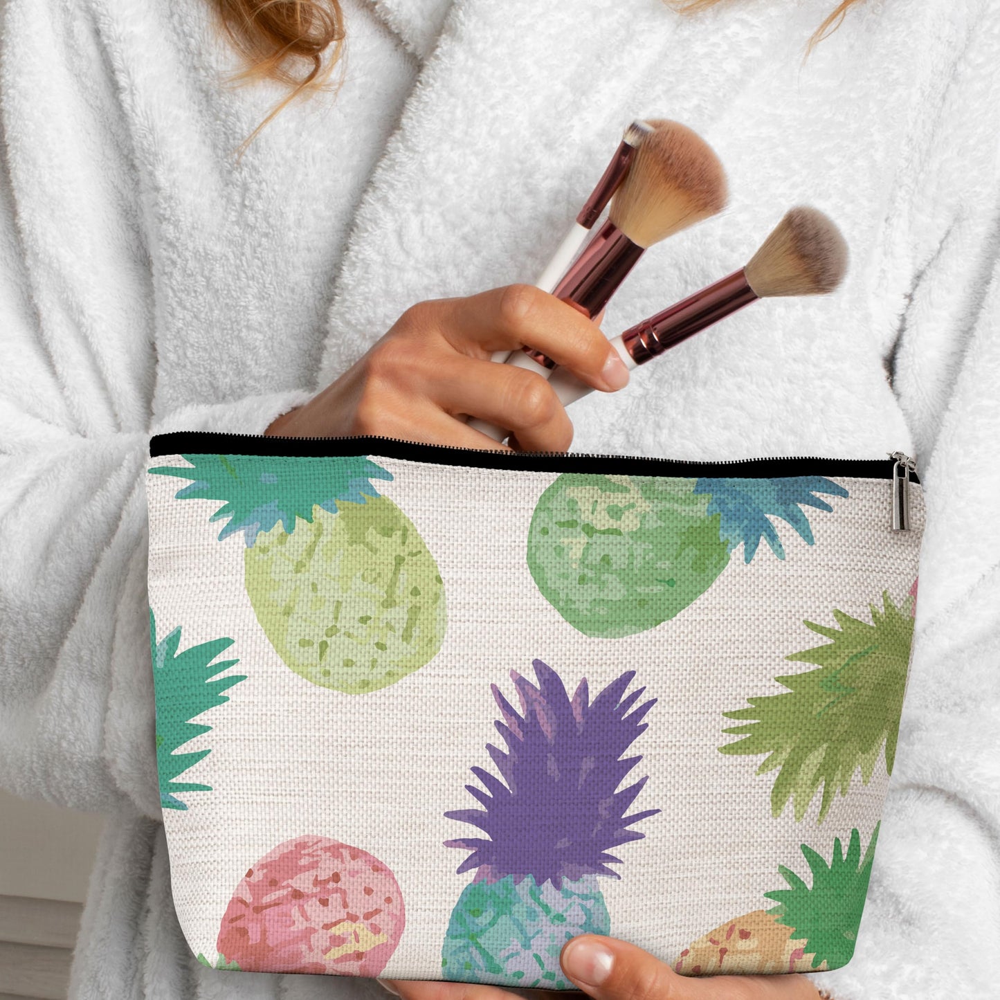 GREOXG Pineapple Makeup Bag, Small Travel Cosmetic Bag with Zipper, Cute Makeup Pouch Gift Ideas for Women Teen Girls Friends Mom Sisters Teacher Birthday Christmas Wedding Graduation-E22