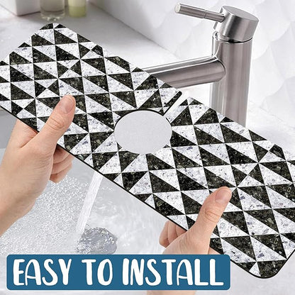 Granite Floor Tiles Sink Faucet Absorbing Mat Mosaic Texture Super Absorbent