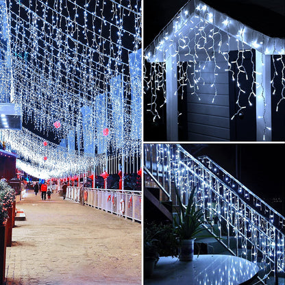 AGIRL 400 LED Icicle Lights Outdoor 32.8Ft 75 Drops Icicle Christmas Halloween Lights 8 Modes Waterproof Fairy String Lights for Indoor Bedroom Garden Wedding Porch Decoration