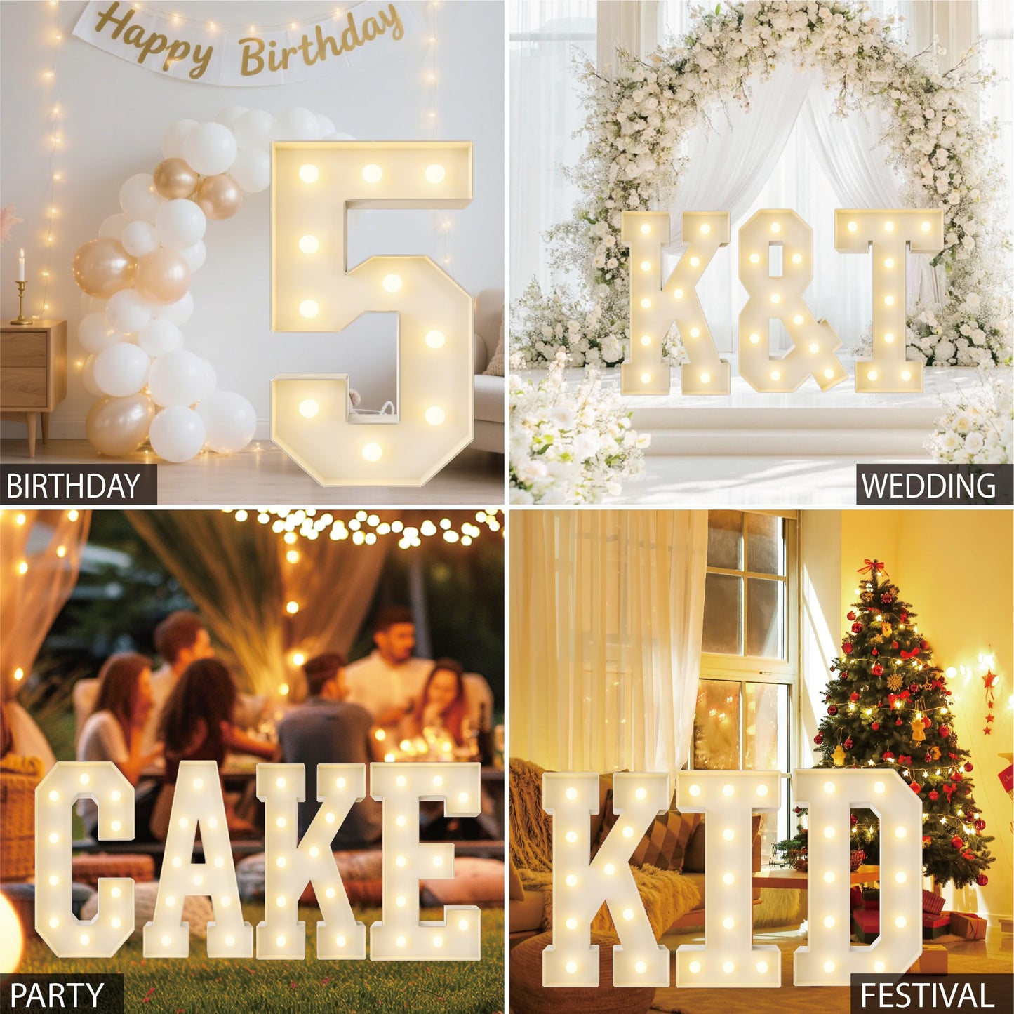 HXWEIYE Big Light Up Letters D，3FT Large Marquee Letters with lights, Mosaic Balloon Frame, Giant Baby Letter for baby shower Birthday Graduation Engagement Party Wedding Christmas Decor (Warm White)