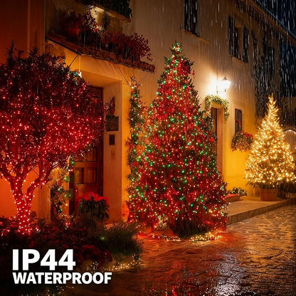 TW SHINE Christmas Lights, 600 LED 196FT Christmas String Lights Plug-in with 8 Modes Timer and Remote, Waterproof Outdoor Decorations for Bedroom Wedding Party Yard Tree Decor, Red & Green