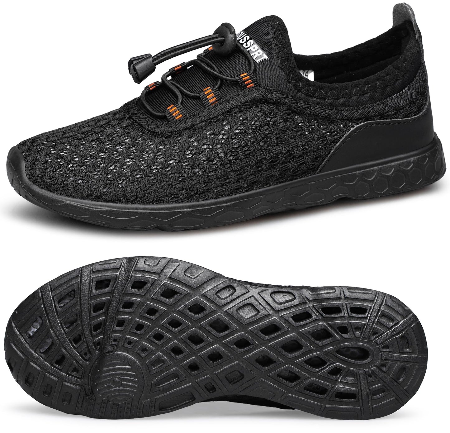 DOUSSPRT Water Shoes for Kids Boys Girls Quick Dry Beach Sports Swim Pool Aqua Shoes for Toddler/Little Kid/Big Kid Allblack 5