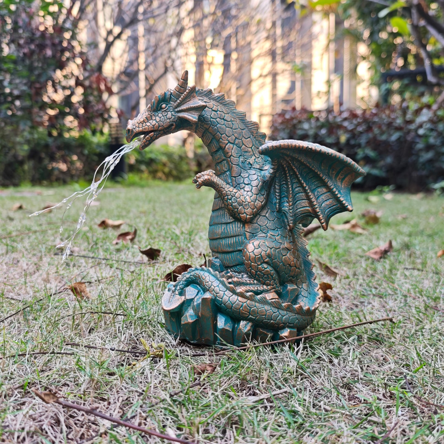JOYBEE Dragon Solar Garden Statues Outdoor Decoration with LED Light Strings,Dragon Figurine Solar Lights Lawn Décor,Outside Statue Ornament for Patio, Balcony, Yard,Unique Gifts for Mom Grandma
