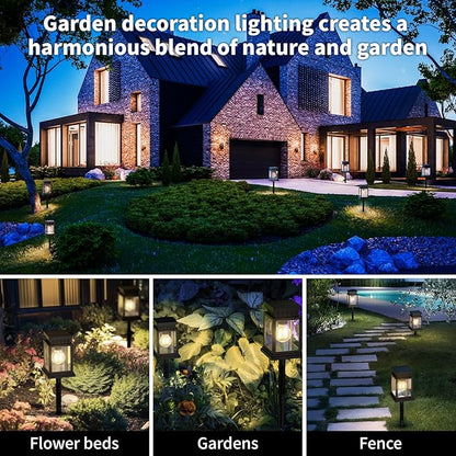 Solar Pathway Lights Outdoor for Pathway Garden Yard Patio Driveway, Solar Walkway Lights Auto On/Off, Warm White, Up to 8H Lighting (4 Pack)