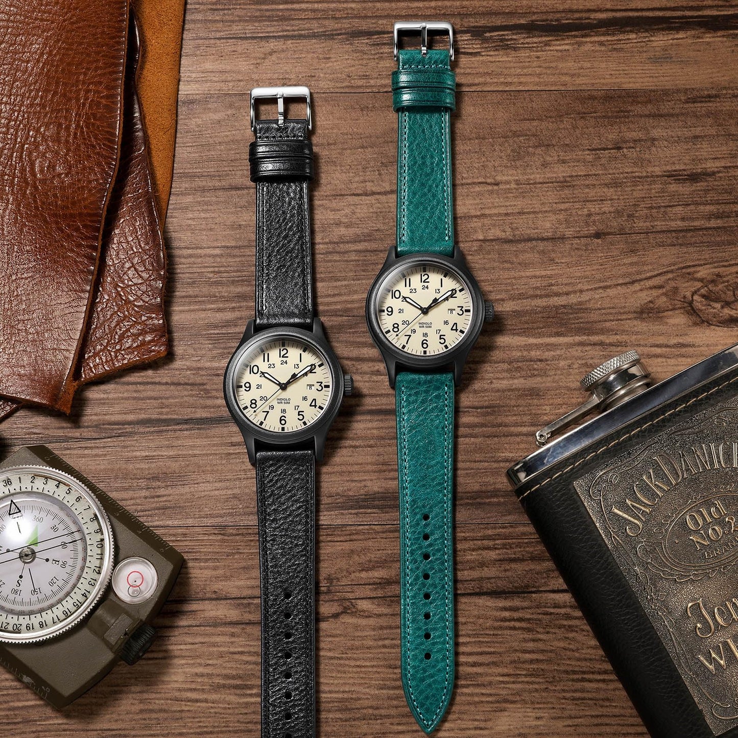 Getalia Italian leather Watch Band Tuscany Natural Vegetable-Tanned Full Grain Genuine Leather, Skin-Safe, Quick Release Replacement Watch Straps for Men and Women Thin and Soft (Black：Width-20mm)