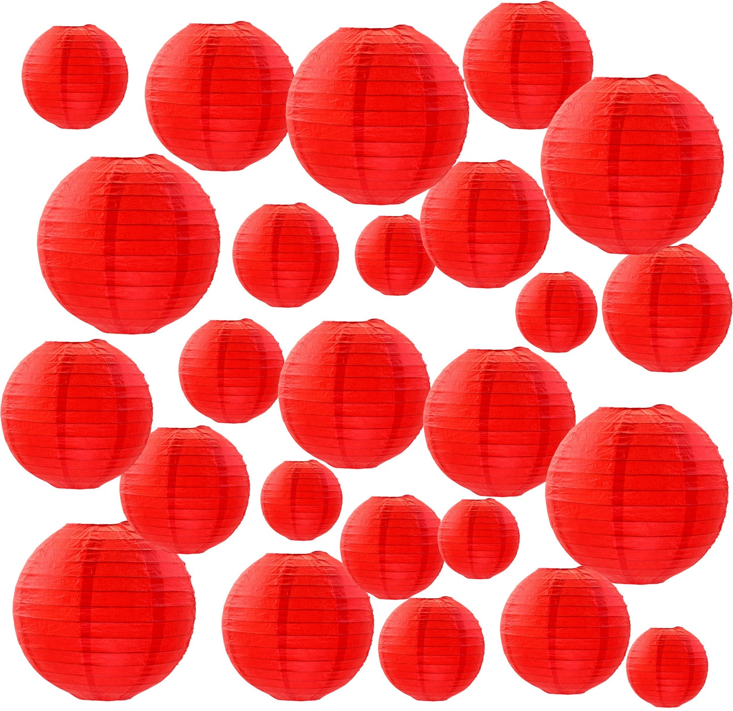 25 Pack Paper Lanterns, Sizes of 4", 6", 8", 10", 12", Hanging Lanterns Decorations Ball Lanterns for Home Decoration, Birthday Party and Wedding Decorations (Red)