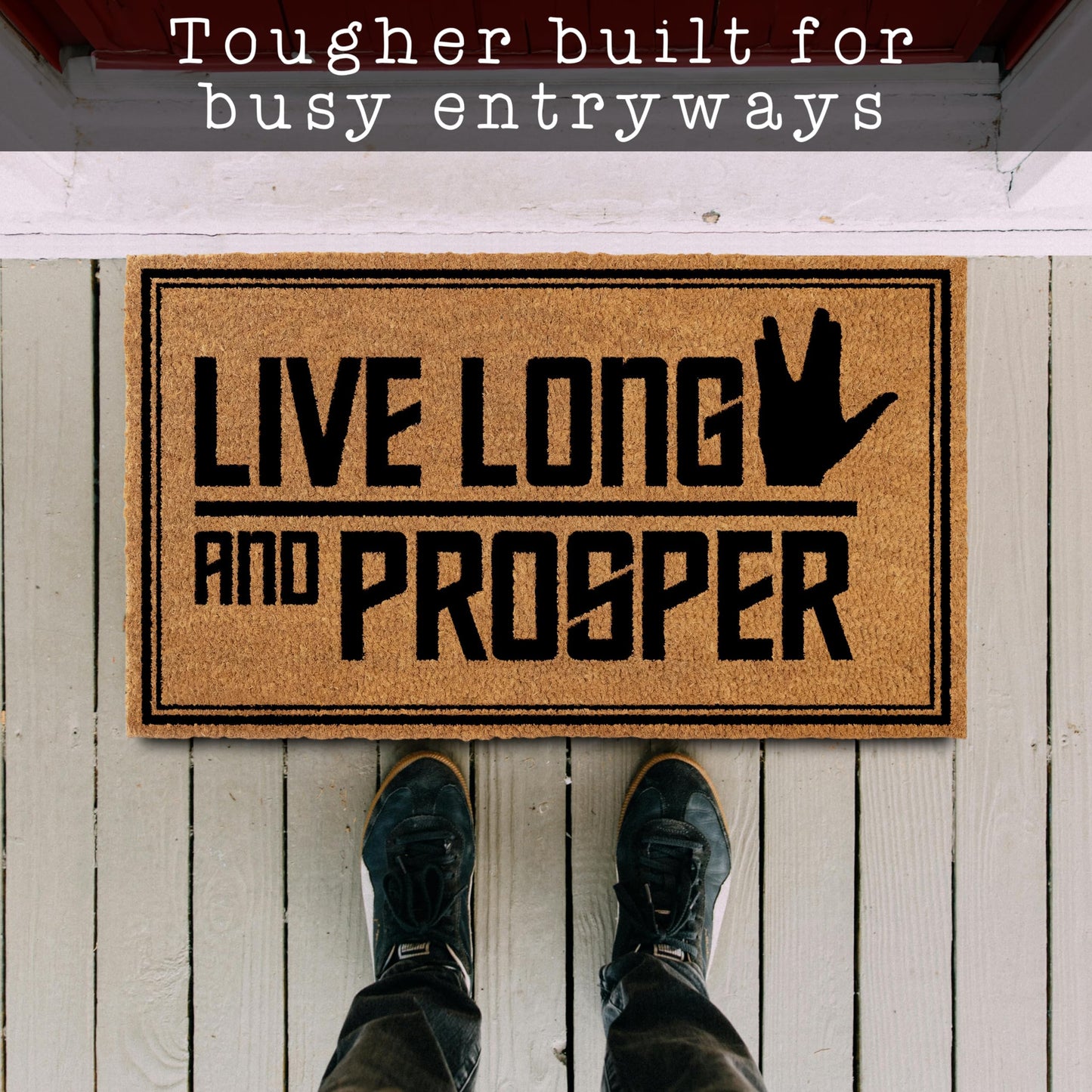 MAINEVENT Live Long and Prosper Door Mat 30x17 Inch, Star Fans Outdoor Decor for Covered Porch Patio, Nerd Welcome Mat, Geeky Home Decor