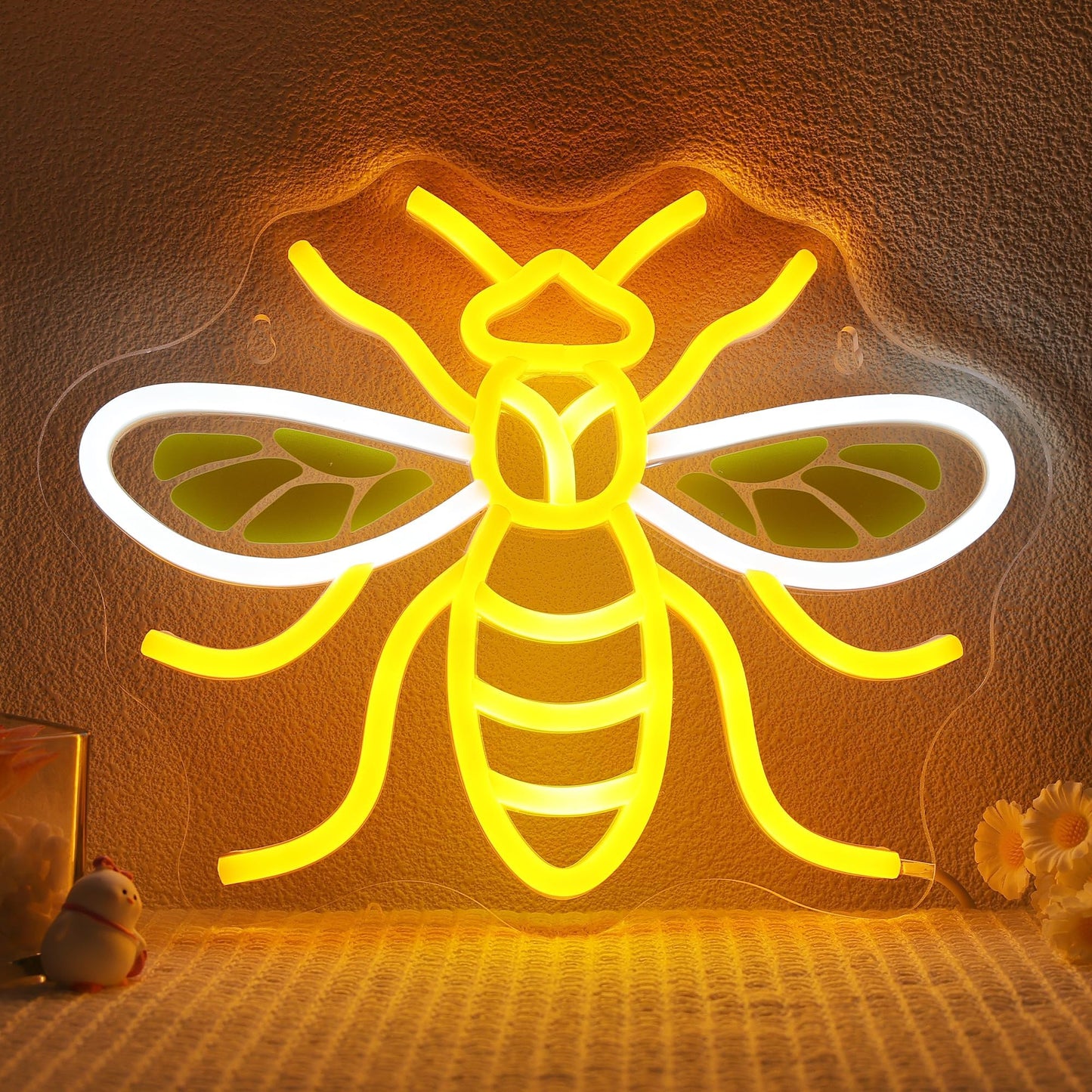 Attivolife Bumble Bee Neon Sign for Wall Decor, Light up LED Animal Neon Lamp with Dim USB Powered, Home Bedroom Classroom Party Stuff, Birthday Xmas Gifts for Kid Girl Boy Beekeeper