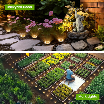PATIOWIN Mini Solar Ground Lights, 12 Pack Solar Garden Lights, Solar Powered Pathway Lights Warterproof, Outdoor Lights for Driveway, Walkway, Backyard, Patio (Warm White)