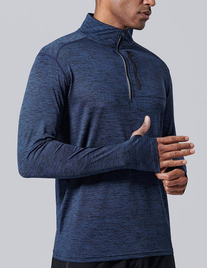 Men’s Quarter-Zip Pullover Jackets - Lightweight Long Sleeve Athletic Shirts for Performance & Running | 3-Pack