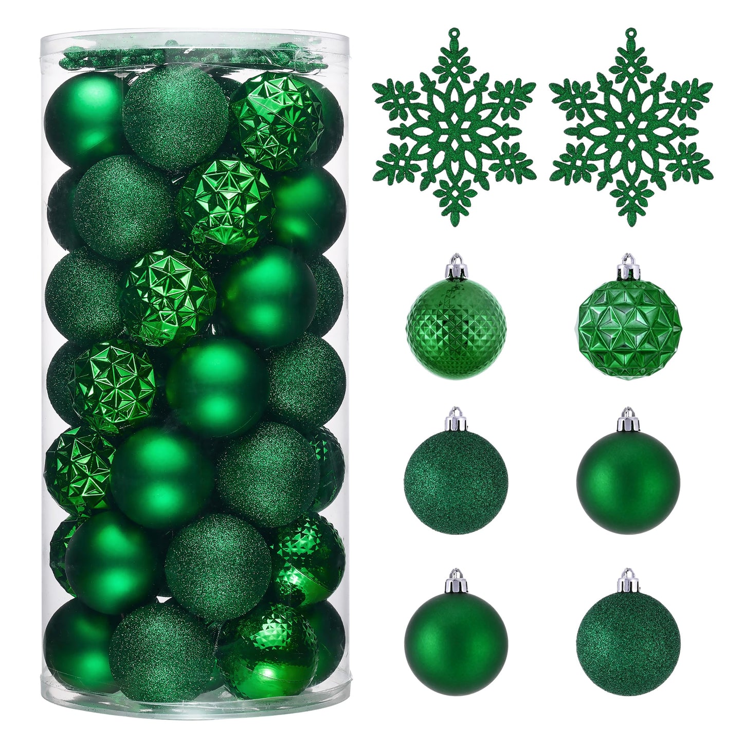 Valery Madelyn Christmas Tree Decorations Ornament Set, 50ct 2 Inches Emerald Green Shatterproof Christmas Ball Ornaments Hanging Xmas Holiday Party Decor