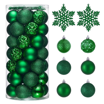 Valery Madelyn Christmas Tree Decorations Ornament Set, 50ct 2 Inches Emerald Green Shatterproof Christmas Ball Ornaments Hanging Xmas Holiday Party Decor