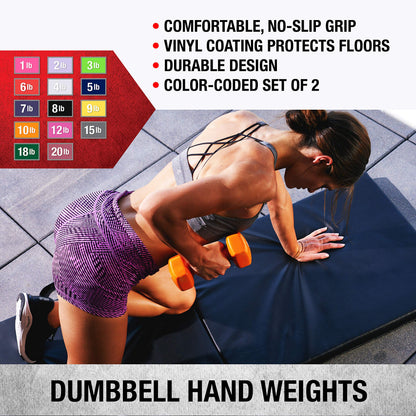 SPRI Deluxe Vinyl Coated Dumbbell Set (Pink) - 1 lb, Set of 2, Hand Weights for Muscle Toning, Step Aerobics, Strength Training, Professional-Grade Unisex Workout Equipment for Home & Gym