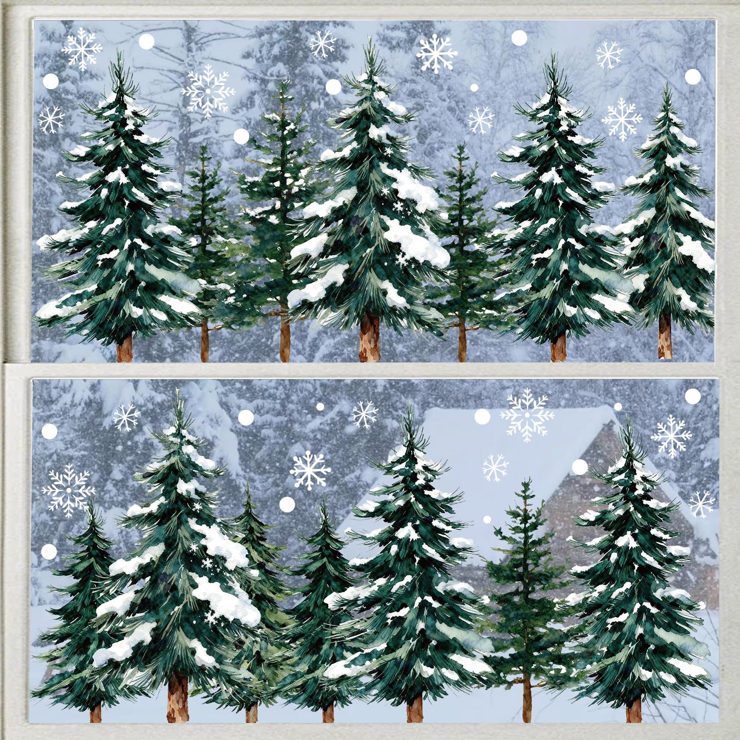 124 PCS Large Christmas Clings for Windows Trees Snowflake Window Clings Christmas Decorations